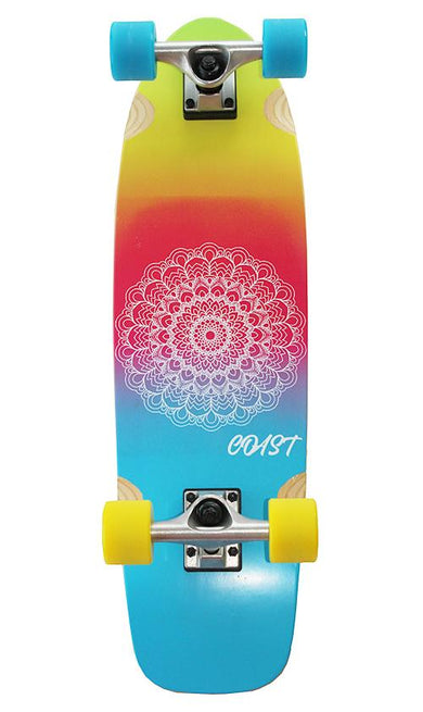 Coast Cruiser Skateboard Mandala Rainbow Fade 28"