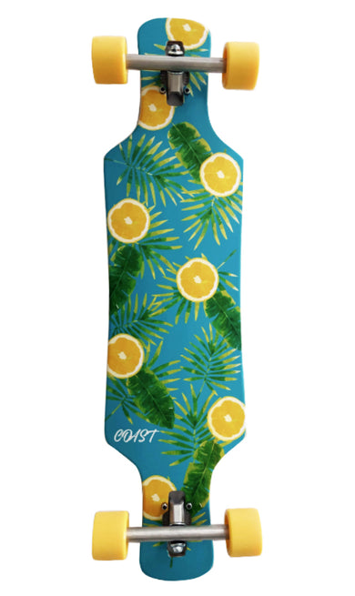 Coast Tangerine Leaves Drop Through Longboard 38"